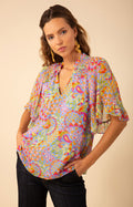 Diana Smocked Georgette Top, color_blue