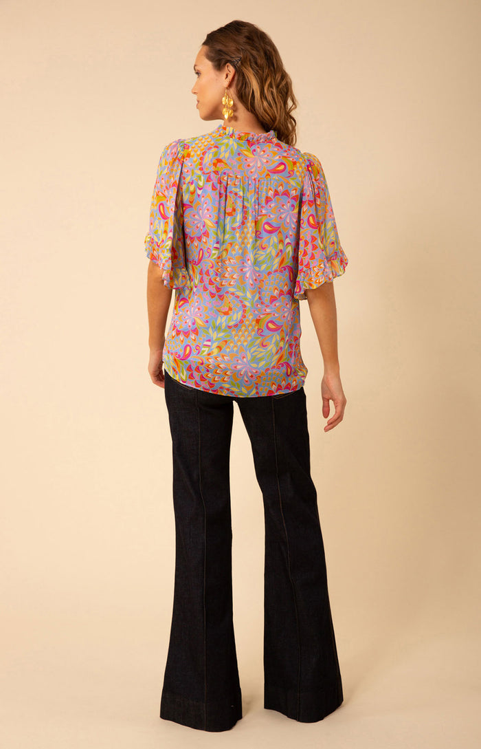 Diana Smocked Georgette Top, color_blue