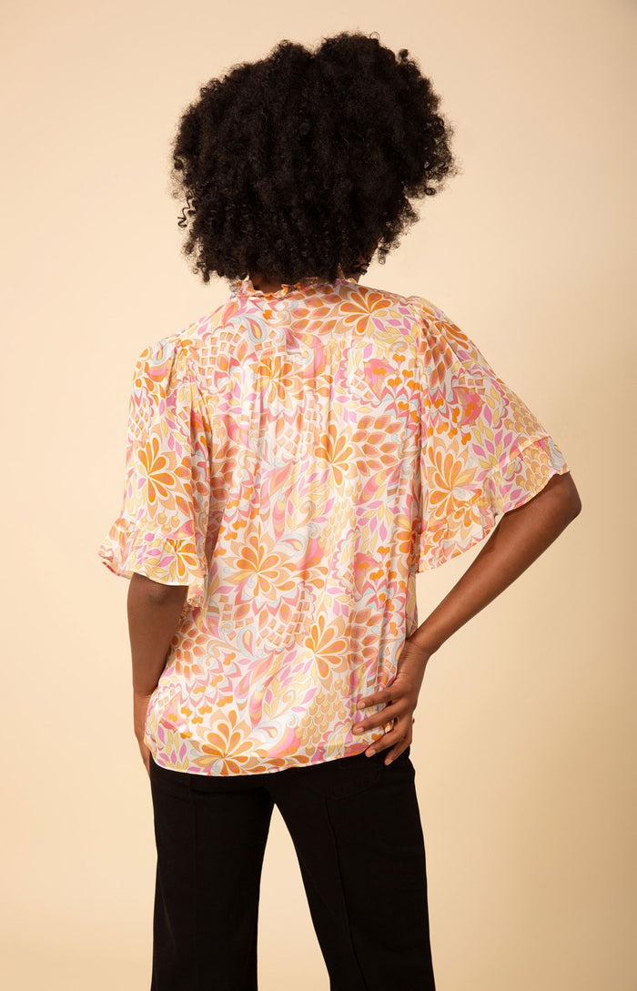 Diana Smocked Georgette Top, color_ivory