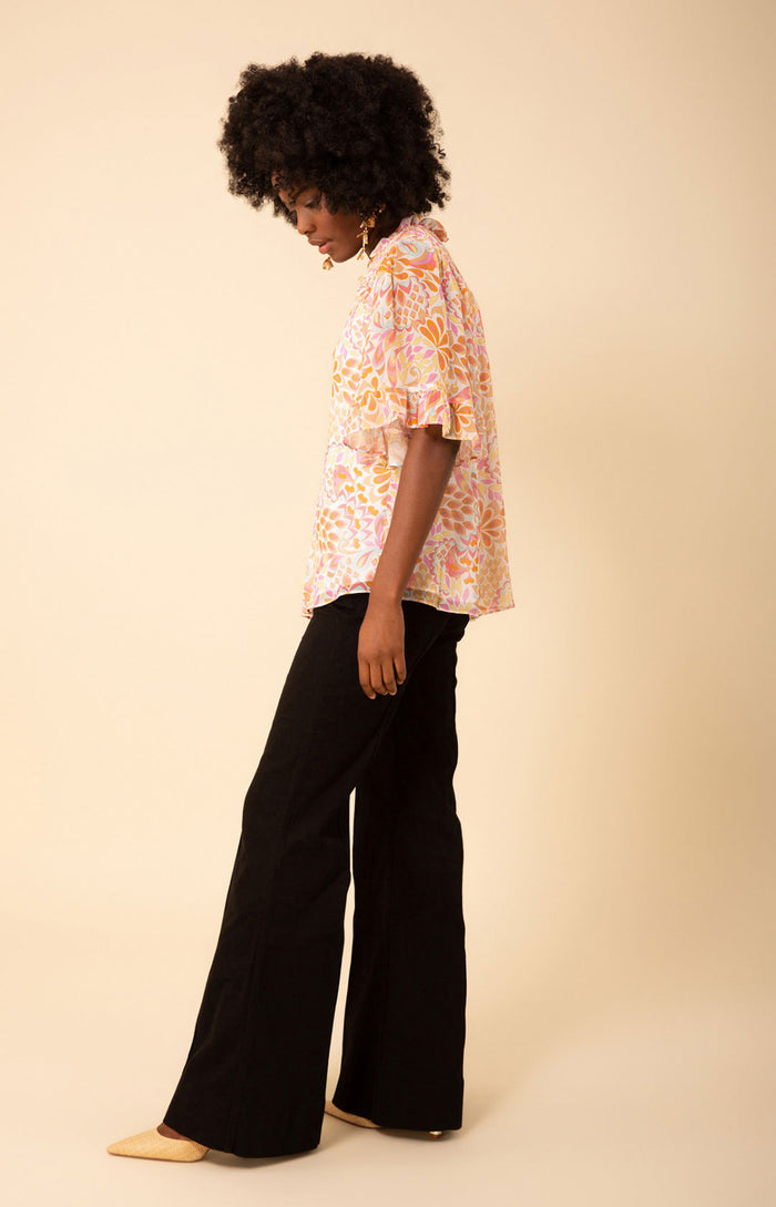 Diana Smocked Georgette Top, color_ivory