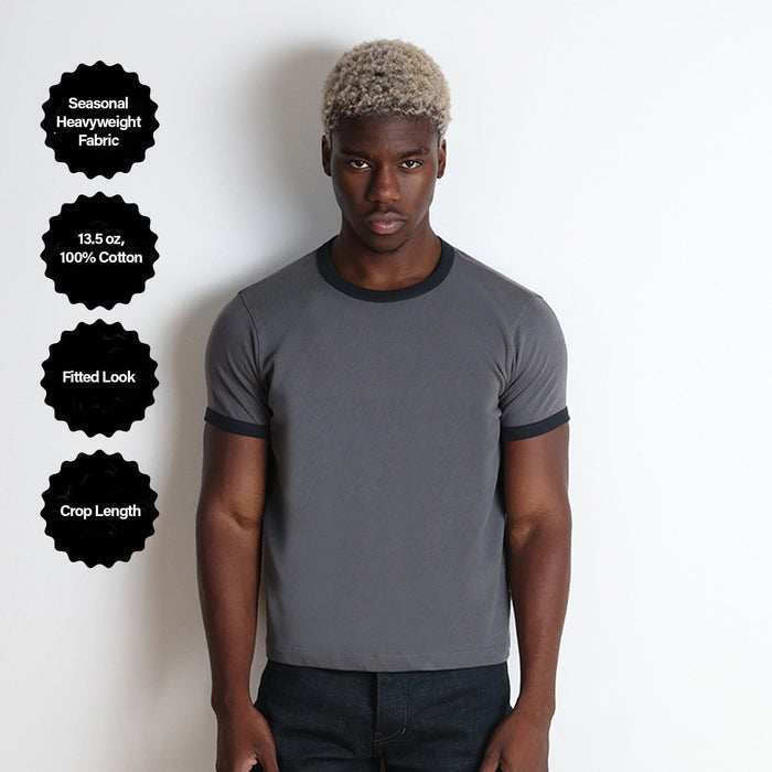 Diego Muscle Tee | Heavyweight | 13.5oz | Ringer T-Shirt Vintage Grey | Black