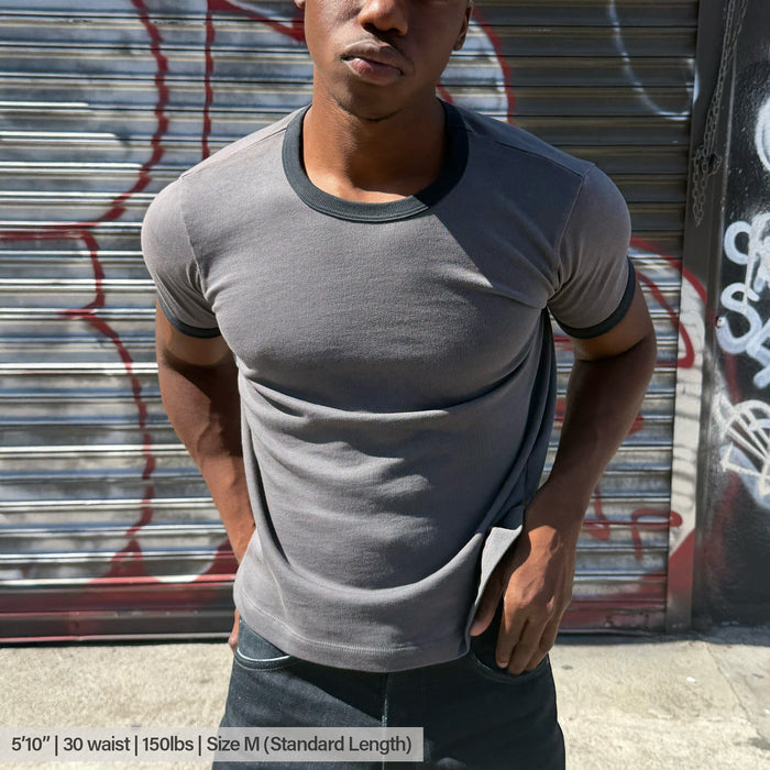 Diego Muscle Tee | Heavyweight | 13.5oz | Ringer T-Shirt Vintage Grey | Black