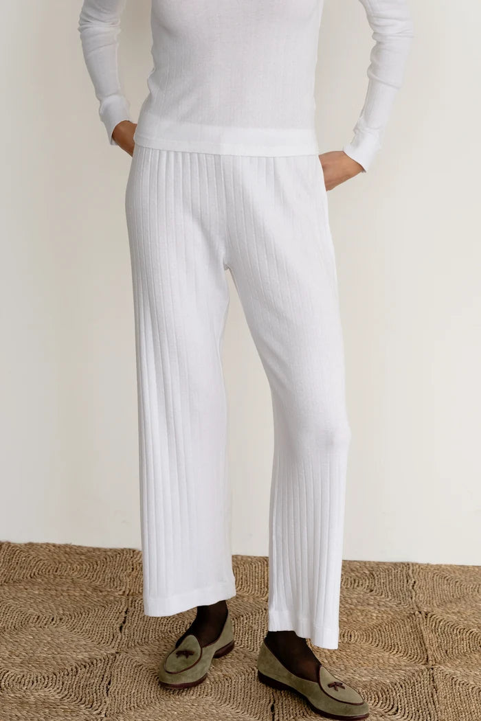 Donni - Pointelle Simple Crop Pant in Powder