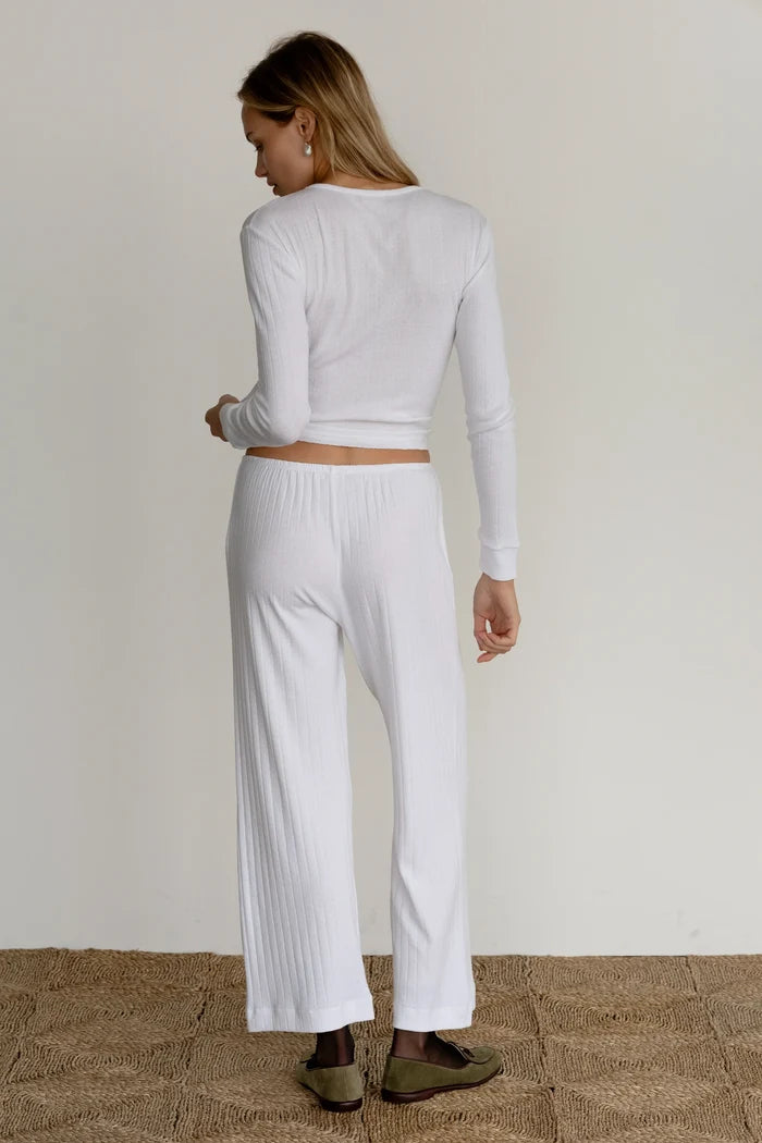 Donni - Pointelle Simple Crop Pant in Powder