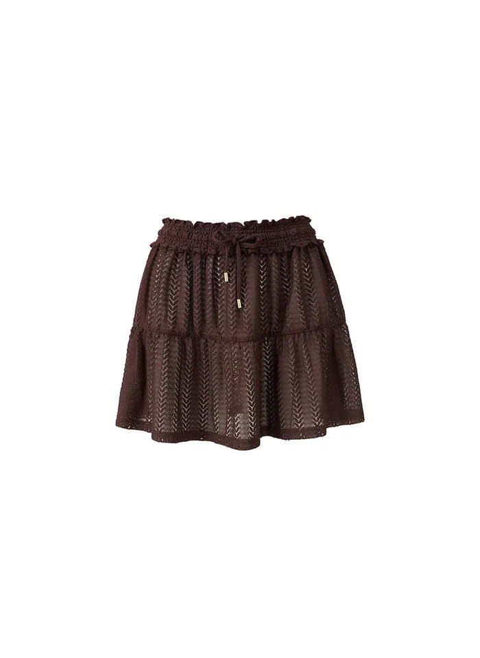Skirts Melissa Odabash Dune Knit Mini Skirt Brown Apoella