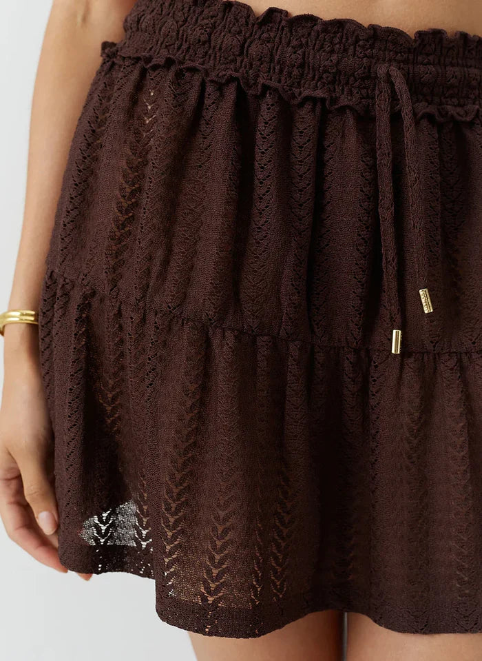 Skirts Melissa Odabash Dune Knit Mini Skirt Brown Apoella