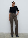Candy Is 5'6" & Wears Size UK 8|Eddie Turn Up Trousers - Khaki Brown