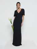 Marina Is 5'7.5" & Wears Size UK 8|Edie Chiffon Maxi Bridesmaid Dress - Black