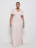 Souki Is 5'8" & Wears Size UK 18|Edie Chiffon Maxi Bridesmaid Dress Curve - Blush