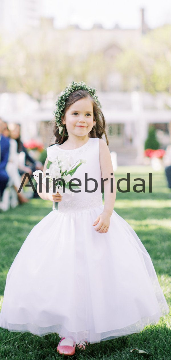 Elegant Off White Bateau A-line Flower Girl Dresses, FGS146