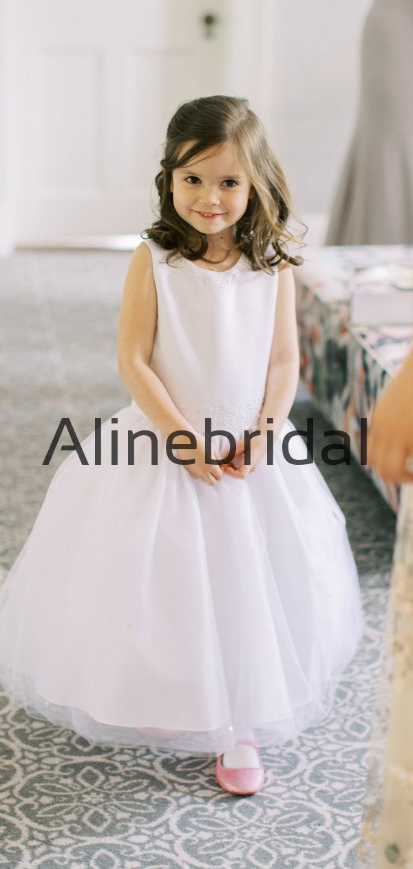 Elegant Off White Bateau A-line Flower Girl Dresses, FGS146