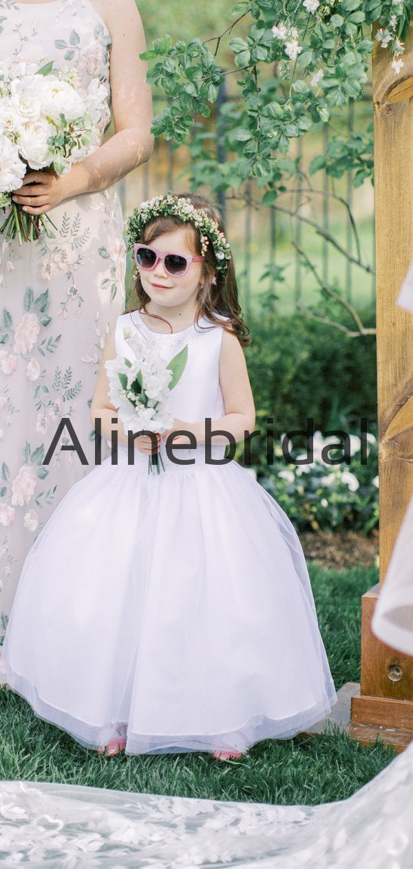 Elegant Off White Bateau A-line Flower Girl Dresses, FGS146