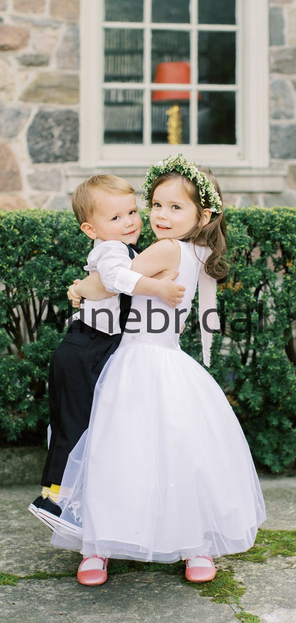 Elegant Off White Bateau A-line Flower Girl Dresses, FGS146