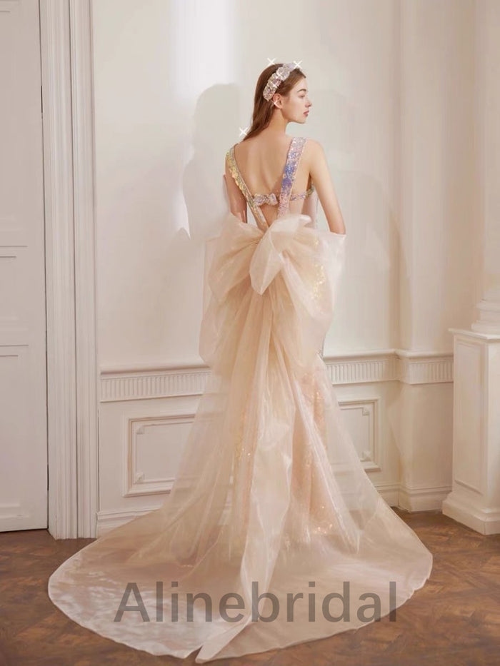 Elegant Strapless Sleeveless Sheath Long Prom Dress, PD3595