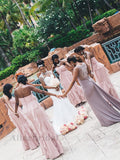 Elegant Sweetheart Strapless Ruffles A-line Long Chiffon Bridesmaid Dress, PD3147