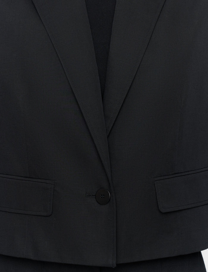 Black Elias Cotton Linen Jacket - Joseph