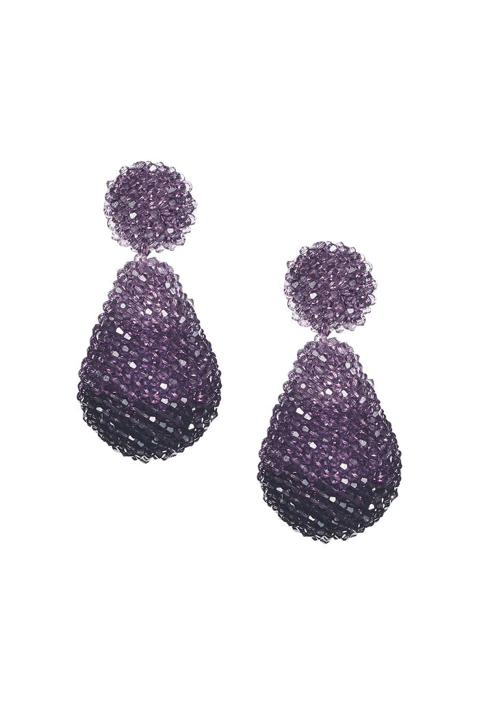 ELISE PURPLE GLASS BEADED DROP EARRINGS
