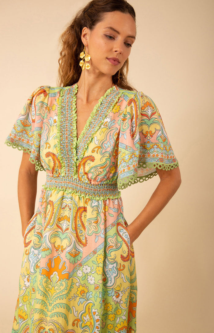 Elsie Linen Maxi Dress, color_green