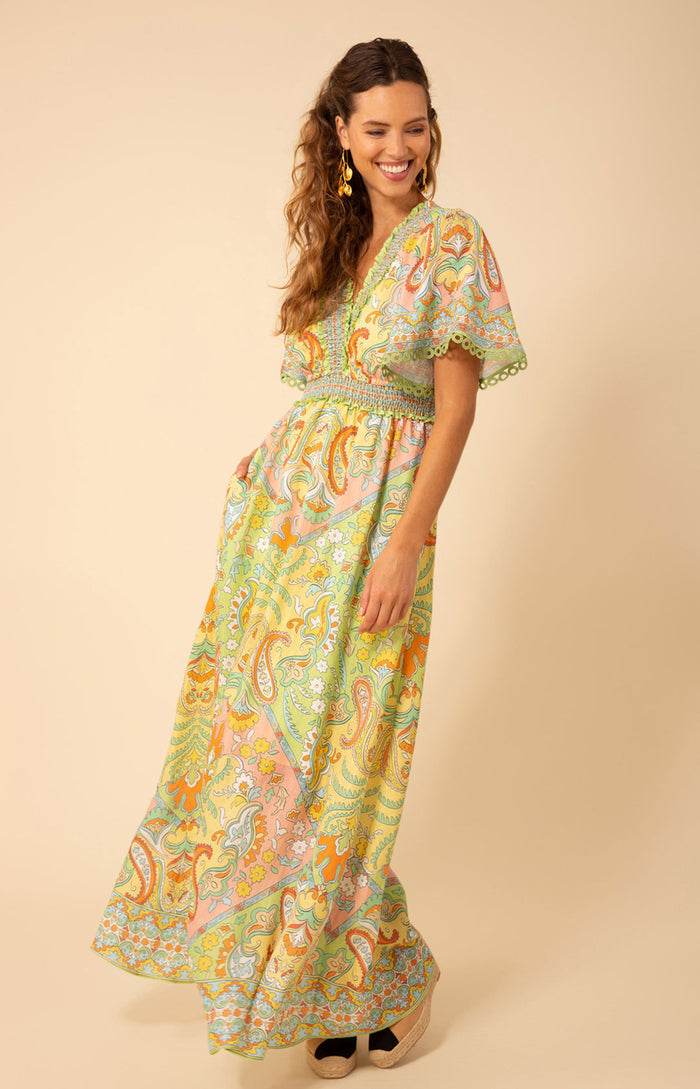 Elsie Linen Maxi Dress, color_green