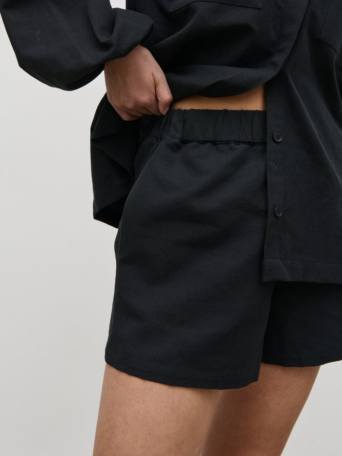 Candy Is 5'6" & Wears Size UK 8|Emerson Cotton Shorts - Black