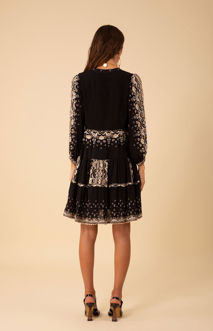 Emery Embroidered Dress, color_black