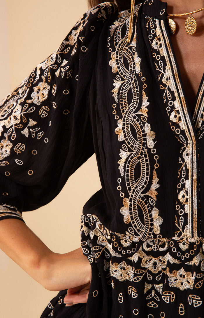 Emery Embroidered Dress, color_black