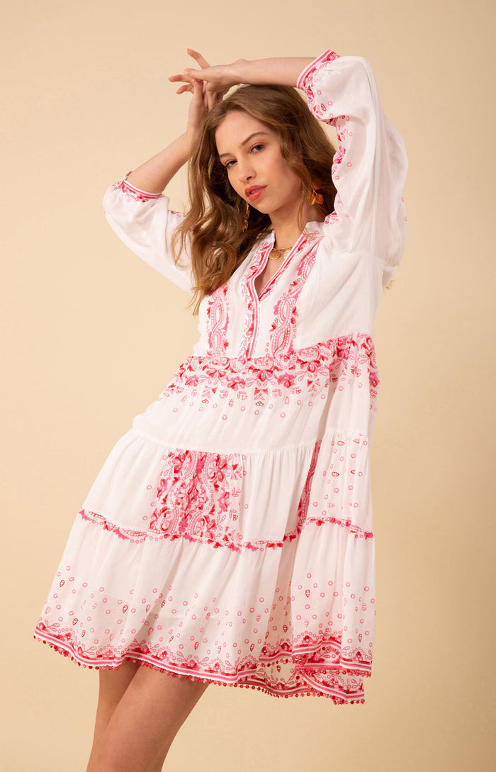 Emery Embroidered Dress, color_fuchsia