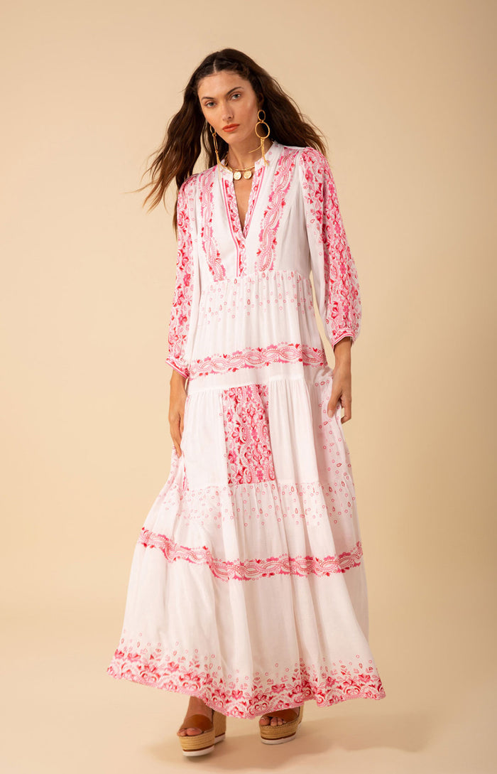 Emery Embroidered Maxi Dress, color_fuchsia
