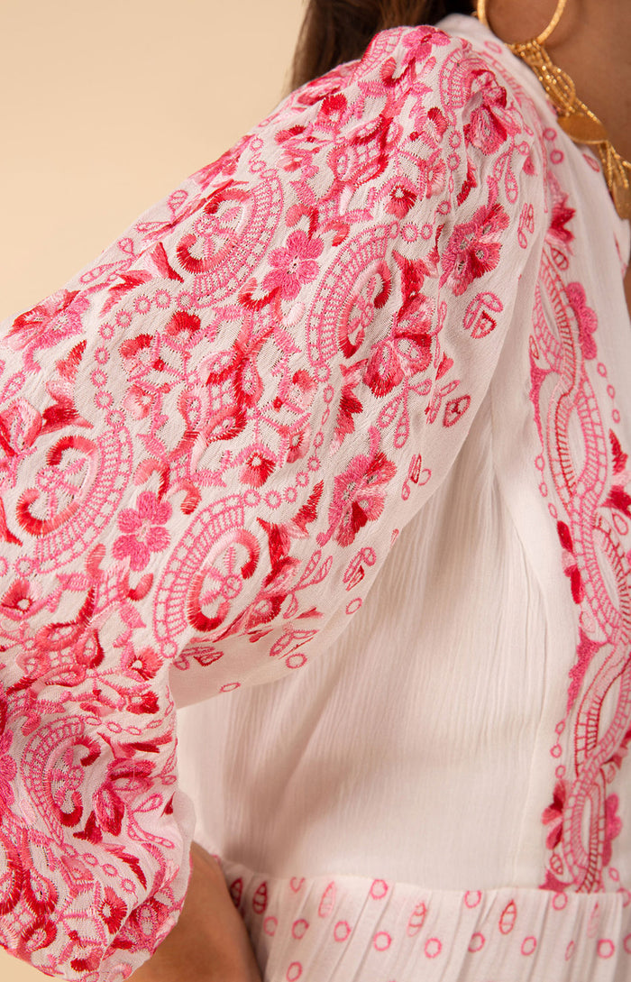 Emery Embroidered Maxi Dress, color_fuchsia