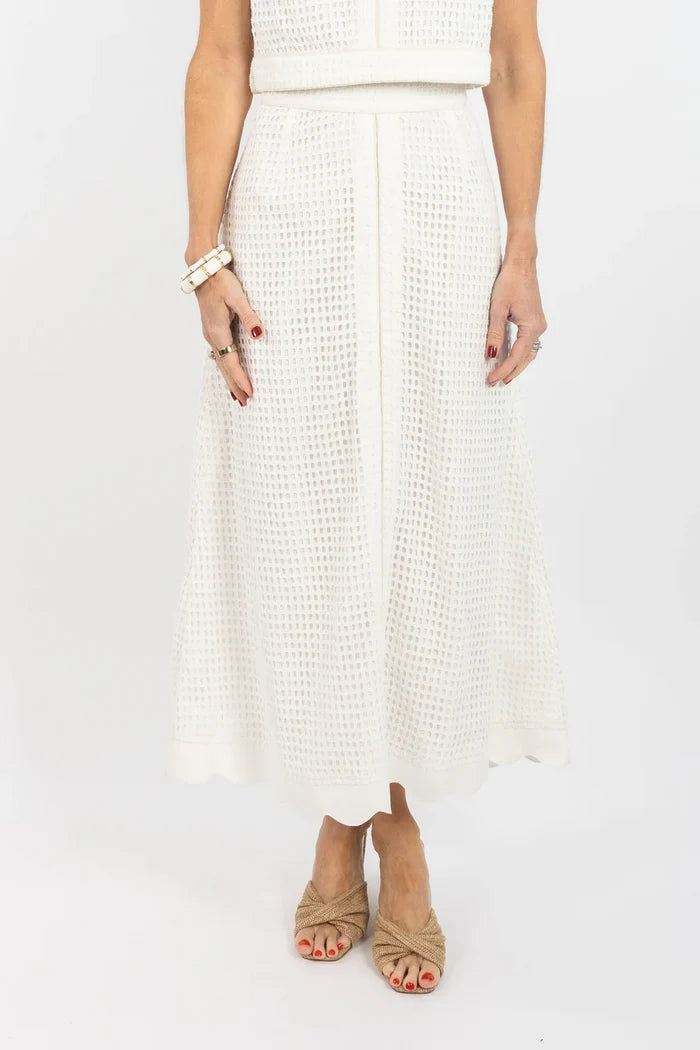 Emmy Skirt - White Cutout Lace