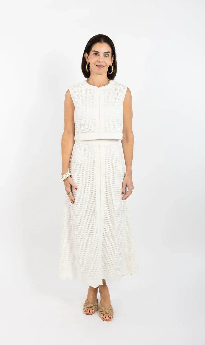 Emmy Skirt - White Cutout Lace