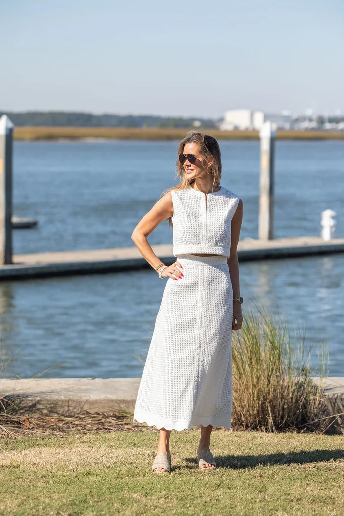 Emmy Skirt - White Cutout Lace