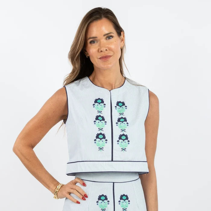 Emmy Top, Mini Navy Henrietta