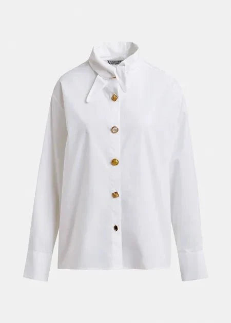 Essentiel Antwerp - Jomato White Elongated Collar Shirt - Kalifornia Jean Bar