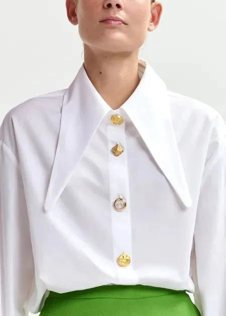 Essentiel Antwerp - Jomato White Elongated Collar Shirt - Kalifornia Jean Bar