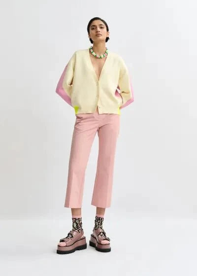 Essentiel Antwerp - Off - White Pink Yellow Colorblock Cardigan - Kalifornia Jean Bar
