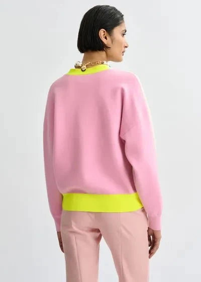 Essentiel Antwerp - Off - White Pink Yellow Colorblock Cardigan - Kalifornia Jean Bar