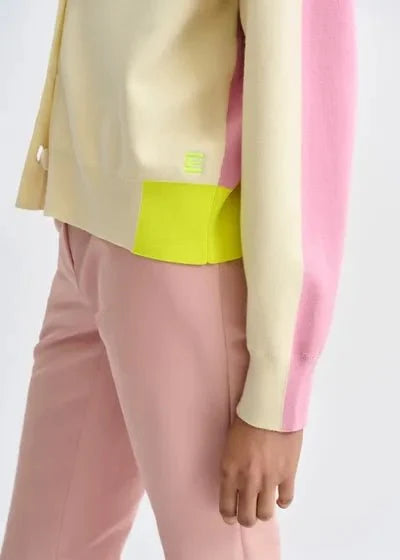 Essentiel Antwerp - Off - White Pink Yellow Colorblock Cardigan - Kalifornia Jean Bar