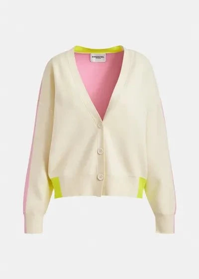 Essentiel Antwerp - Off - White Pink Yellow Colorblock Cardigan - Kalifornia Jean Bar