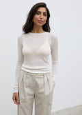 Lygia Is 5'9" & Wears Size UK S|Essie Sheer Knit Top - Cream