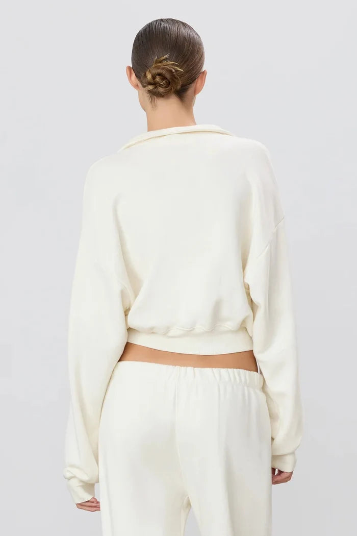 Éterne - Cream Half - Zip Cropped Sweatshirt - Kalifornia Jean Bar