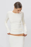 Éterne - Cream Long Sleeve Fitted Top - Kalifornia Jean Bar
