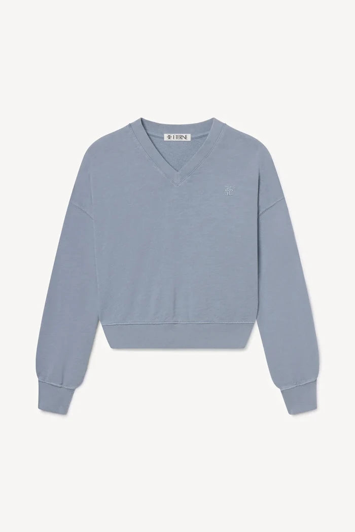 Éterne - Cropped V - Neck Sweatshirt Slate - Kalifornia Jean Bar