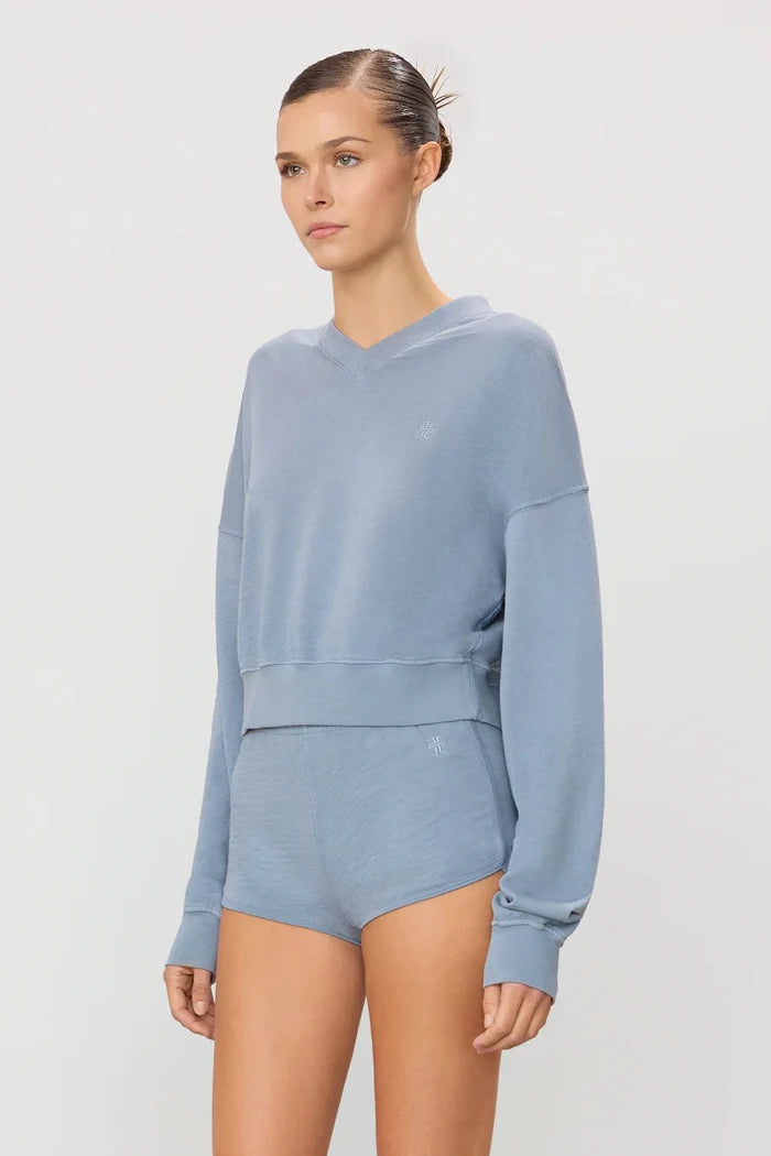 Éterne - Cropped V - Neck Sweatshirt Slate - Kalifornia Jean Bar