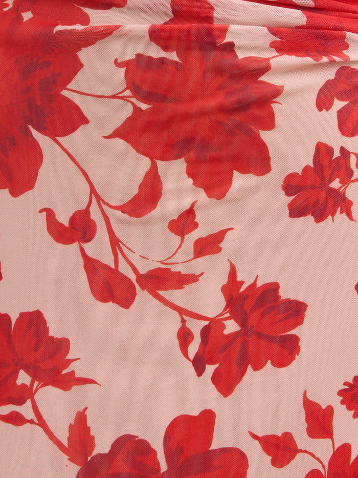 Lygia Is 5'9" & Wears Size UK 8|Ethel Long Sleeve Jersey Midaxi Dress - Red Floral