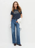 Favorite Daughter - Navy/Burgundy Collegiate Cropped Tee - Kalifornia Jean Bar