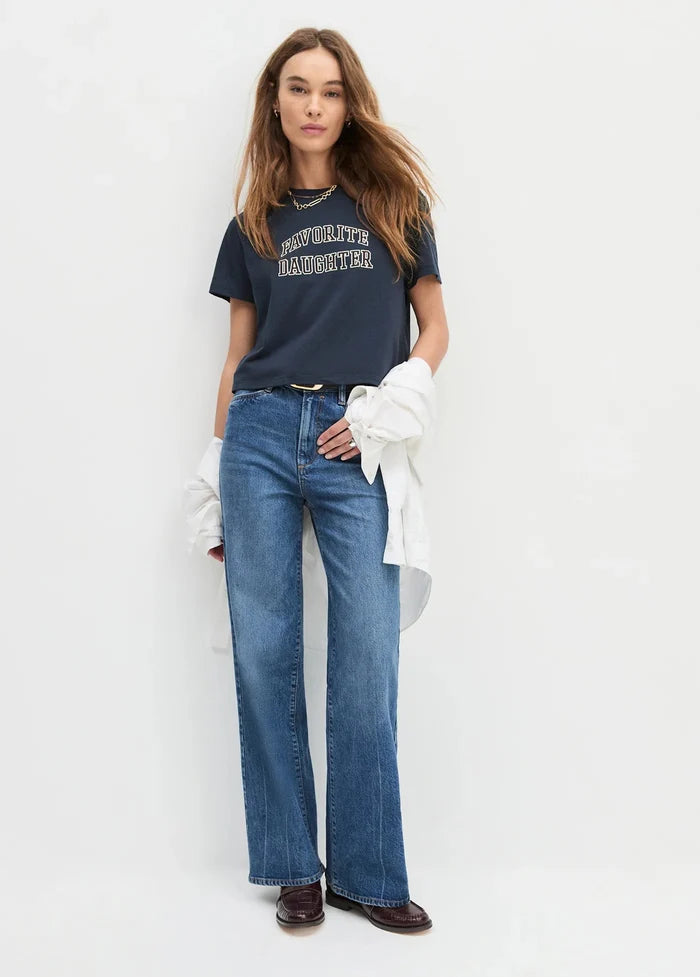 Favorite Daughter - Navy/Burgundy Collegiate Cropped Tee - Kalifornia Jean Bar