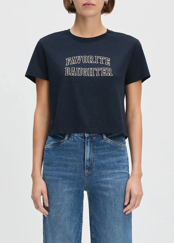 Favorite Daughter - Navy/Burgundy Collegiate Cropped Tee - Kalifornia Jean Bar