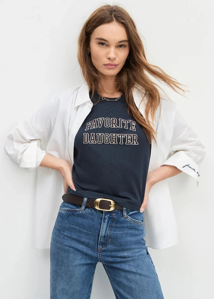 Favorite Daughter - Navy/Burgundy Collegiate Cropped Tee - Kalifornia Jean Bar