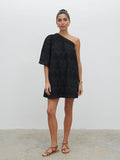 Lygia Is 5'9" & Wears Size UK 8|Fawn Broderie Mini Dress - Black